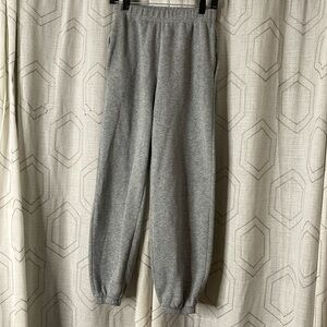 Women’s S Gray Sweatpants Elastic Waist Pull Up Ribbed Ankle Side Pockets